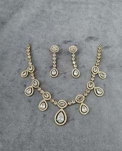 Elegant Pear Cut American Diamond Necklace <b>Earring</b> Set Indian <b>Bridal</b> AD Wedding Jewelry Sets Women Party Wear Accessory Supplier - Product Image 3