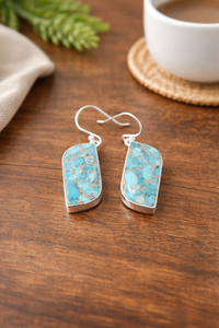 Blue Copper Turquoise Gemstone Drop Earrings 925 Sterling Silver Handmade Dangle Earrings Rose Gold Yellow Gold Plated Jewelry - Product Image 5