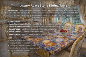 Mesa de Comedor de Ágata de Lujo, Tablero de Piedra Preciosa Natural, Mesa de Losa de Ágata Colorida, Muebles de Piedra de Diseño, Decoración Moderna de Lujo - Product Image 5