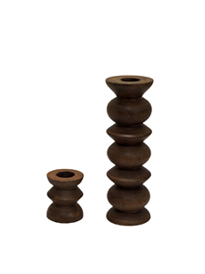 Modern Wood Candle Holder, Tiered Spool-<b>Shaped</b> Wooden Taper Stand, Minimalist Tabletop Centerpiece for Rustic Home Decor Accents - Product Image 3