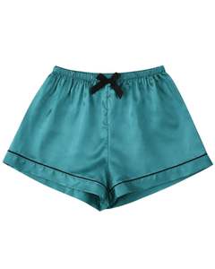 Conjunto de Pijama de Satén Teal Personalizado para Mujer, Manga Corta, Estilo Seda, Dos Piezas, Ropa de Dormir, Pantalones Cortos - Product Image 5