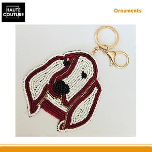 สินค้าหลากหลายประเภท ลูกปัดคุณภาพสูง งานแฮนด์เมด ของตกแต่งเทศกาลแบบแขวน - พวงกุญแจรูปหน้าสุนัขสีขาวหูยาว - Product Image 3