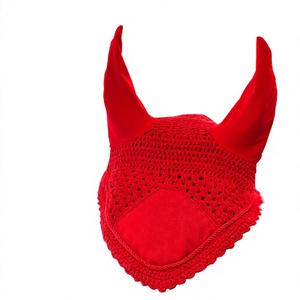 Bonnet d'oreille de cheval en crochet bleu de luxe, respirant, en filet, doux, en spandex, léger, silencieux, masque d'équitation extérieur - Product Image 2