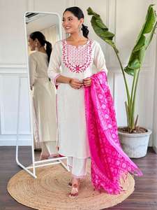 Ensemble Salwar Kameez en coton doux de qualité export avec dupatta, confortable pour un usage quotidien, disponible à la vente pour femmes - Product Image 2