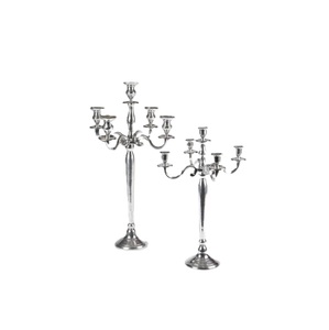 Elegant Silver 5-Arm Metal <b>Candelabra</b> Classic Vintage Style Decorative Event Centerpiece Durable Polished Aluminum Candle Holder - Product Image 3