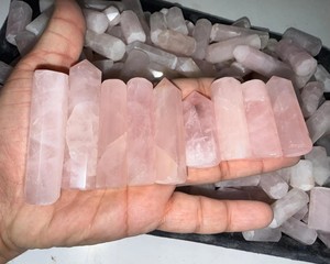 Cabujón de Cuarzo Rosa Natural, Pulido y Liso, Gema Suelta, Cuarzo Rosa Suave, Forma Alargada, para Joyería - Product Image 5