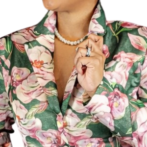<b>Women</b> Green Floral <b>Suit</b> Elegant Printed Blazer and <b>Pants</b> Two Piece Set Tailored Business Casual Office Formal Party Fashion - Product Image 4