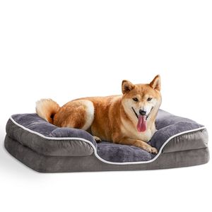Cama grande para mascotas de espuma para caja de huevos para perros pequeños y gatos, forro impermeable, Base antideslizante, cubierta extraíble lavable, sueño mejorado, gris - Product Image 1