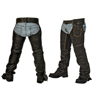 BAND BROTHERS Chaps pour hommes en cuir véritable style western - Conception personnalisée, coupe décontractée, fermeture à boucle, pour l'équitation, lavage à la main - Product Image 2
