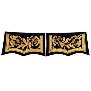 Epaulettes de Tela Tejida Bordada Personalizada Ecológica, Parches Rectangulares Cortados con Láser para Uniformes y Prendas Ceremoniales - Product Image 1