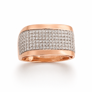 18K Rose Gold <b>Mens</b> Diamond Pave <b>Ring</b> Wide Band Luxury Modern Design Fine Jewelry Wedding Party Daily Wear Gift High Polish - Product Image 1