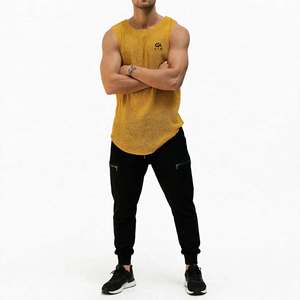 Débardeur tricoté respirant GYM ACTIVE à col rond avec poche avant, logo Gym Active, color block, sans manches, côtelé personnalisé, effet délavé - Product Image 5