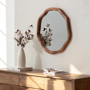 Aqdus Saleem Walnut Sheesham Wood Bohemian Sunburst <b>Mirror</b> Frame-Handcrafted Eco-friendly Wholesale Wall Art - Product Image 3