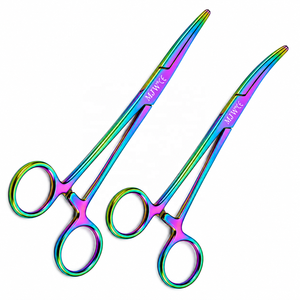 MJW Lot de 2 pinces à moustiques droites et courbées, finition multicolore, en acier inoxydable, pinces chirurgicales hémostatiques certifiées ISO - Product Image 5
