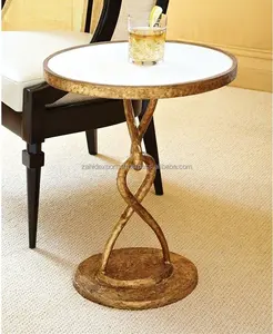 Mesas de Centro y Comedor Redondas de Aluminio Dorado Modernas y de Lujo para Decoración de Sala de Estar, Hechas a Mano, Ecológicas, Disponibles en Zahid - Product Image 1