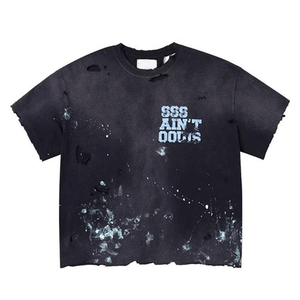 เสื้อยืดคอกลมทรงบ็อกซี่ผ้าบางสไตล์แอซิดวอชสำหรับผู้ชาย รุ่นใหม่ล่าสุด เสื้อยืดโอเวอร์ไซส์พิมพ์ลายสกรีนสำหรับผู้ชาย ขั้นต่ำในการสั่งซื้อน้อย - Product Image 5