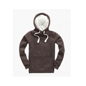 Men's Blue French Terry Hooded Sweatshirt Loose Fit 100% Cotton Solid Color Casual Pullover with Front Pocket Eco-Friendly - Product Image 3