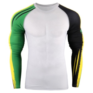 Customizable Breathable MMA Rash Guard <b>Compression</b> <b>Shirt</b> with Quick Dry Long Sleeve Sublimated Sportswear for <b>Men</b> Gym Use - Product Image 1