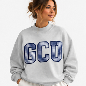 Sweat-shirt à col ras du cou surdimensionné pour femme avec imprimé lettres GCU, sweat-shirt à col montant premium pour femme, pull en molleton à col haut avec imprimé graphique surdimensionné - Product Image 2