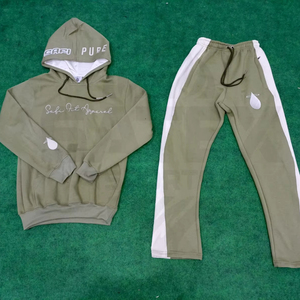 Ensemble de survêtement décontracté d'hiver pour homme, 2 pièces, avec capuche et pantalon, couleur unie, impression sérigraphique, vente en gros - Product Image 1