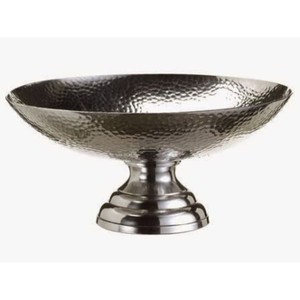 Cuenco de pedestal de acero inoxidable martillado de lujo, cuenco grande plateado para catering de bodas, buffet y elegante cuenco para servir frutas - Product Image 1