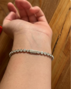 Bracelet tennis en diamants de laboratoire sertis clos, ronds, 2 mm, 3 mm, 4 mm, argent 925 / or 14 carats - Product Image 4