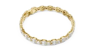 Bracelet tennis floral en or massif 18 carats avec diamants de laboratoire taille poire et marquise 9 carats pour femme, fermoir à maillons - Product Image 2