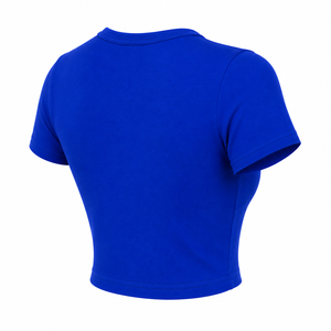 เสื้อยืดครอปท็อปผู้หญิง สีพื้น คอกลม แขนสั้น ทรงเข้ารูป ระบายอากาศได้ดี ผลิตจากผ้าเจอร์ซีย์ถัก เป็นมิตรต่อสิ่งแวดล้อม เหมาะสำหรับฤดูใบไม้ผลิและฤดูร้อน สไตล์ลำลอง - Product Image 6