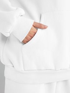 Conjunto Deportivo con Capucha para Mujer, Color Blanco, Corte Holgado Informal, 100% Algodón Transpirable, Sudadera y Pantalones - Product Image 2
