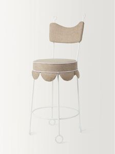 เก้าอี้บาร์สไตล์มินิมอล โครงโลหะ เบาะหุ้มผ้า พร้อมพนักพิง ความสูงระดับเคาน์เตอร์ สำหรับเฟอร์นิเจอร์บาร์และร้านอาหาร - Product Image 2