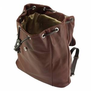 Brown Leather Backpack Purse <b>Womens</b> Soft Drawstring Flap Bucket <b>Rucksack</b> Travel Casual Daypack College Bags - Product Image 5