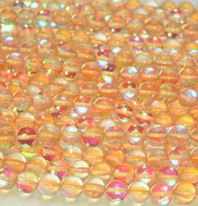 Perles rondes en quartz mystique couleur champagne, lot en vrac de pierres précieuses naturelles pour la fabrication de bijoux, perles en vrac pour le bricolage - Product Image 2