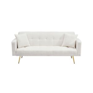 Divano Letto in Teddy Fleece Beige da 71,7 Pollici con Cuscini Decorativi di Lusso per un Comfort Migliorato - Product Image 5