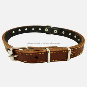 Collar de perro de cuero genuino grueso y duradero fuerte con tachuelas de níquel collar de mascota hecho a mano resistente para perros de todos los tamaños - Product Image 2