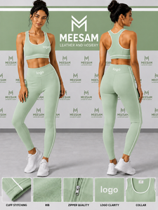 Ensemble de yoga 2 pièces en Spandex et Nylon respirant, ensemble de yoga 3 pièces en Spandex et Nylon, ensemble de yoga écologique en Spandex taille mi-haute - Product Image 3