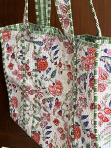 Indian <b>Boho</b> Hand Block Print Quilted Cotton Tote <b>Bag</b> Women Shoulder Handbag Travel Market <b>Bag</b> Handmade Gift - Product Image 3