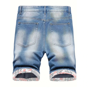Shorts en jean décontractés pour hommes, taille élastique, coupe droite, légers, respirants, séchage rapide, pour l'été – Vente en gros - Product Image 2