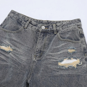 Shorts de Mezclilla para Hombre, Lavados, con Logotipo Bordado Personalizado, Desgastados, con Parches de Camuflaje, Shorts Casuales de Moda para Verano - Product Image 6