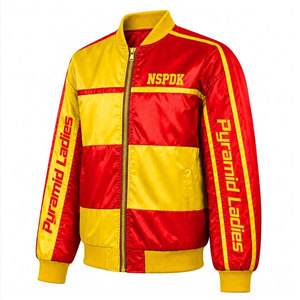 Chaqueta Universitaria para Mujer NSPDK Sorority Finer, Color Rojo y Amarillo, Cierre de Cremallera Frontal, Logotipo NSPDK, Chaqueta de Béisbol para Mujer - Product Image 5