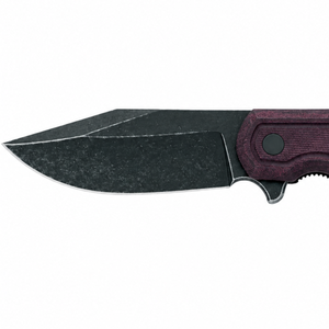 Burgundy Textured Handle Folding Pocket Knives with Black Spear Point Blade Finger Guard and Contoured Grip for <b>Outdoor</b> Use XL - Product Image 4