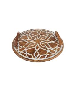 Plateau en bois de luxe pour la décoration intérieure, orné d'une incrustation de coquillages faite à la main, idéal pour les cadeaux haut de gamme et la mise en valeur de l'intérieur. - Product Image 5
