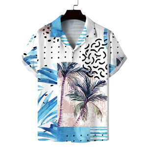 Chemise hawaïenne décontractée pour homme, infroissable, respirante, tissée, imprimée numériquement, pour les vacances d'été - Product Image 4