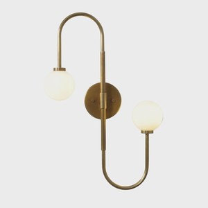 Modern Brass Wall Sconce Round Geometric Indoor Lighting Fixture Living Room Home Decor Remote <b>Controlled</b> - Product Image 3