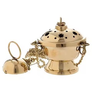 Vatican Style Brass Thurible Ornate Polished Brass Thurible Used <b>For</b> Holy Ritual Censer And Sacred Incense <b>Burner</b> Worship - Product Image 6