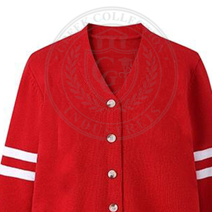 Cardigan en tricot rouge Sorority Sigma avec broderie grecque, lettres DST, manches longues, en molleton de coton, pull pour femme, col en V, tenue universitaire - Product Image 2