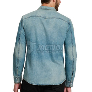 เสื้อเชิ้ตยีนส์ผู้ชายดีไซน์ทันสมัย รับผลิตตามแบบ OEM ราคาถูก คุณภาพดี ในราคาที่เหมาะสม - Product Image 4