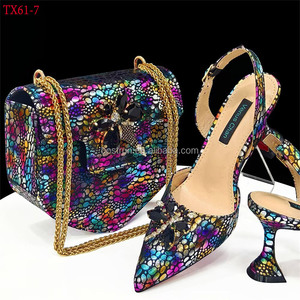 Tx61 quyến rũ Wedding/Đảng Lady cao gót sandal với PURSE đẹp giày và ly hợp Túi bộ với đá trong gót chân màu đỏ chiều cao - Product Image 3