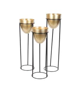 Modern Metal Flower <b>Stands</b> Set Gold Plated Round Planters Indoor Decorative <b>Vases</b> for Tabletop Use Minimalist Design - Product Image 3