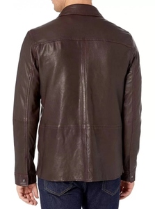 Chemise homme effet cuir à boutons, manches longues, col classique, style workwear avec poche - Product Image 6