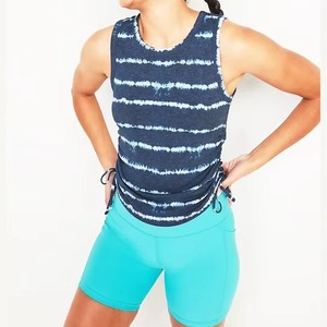Débardeur tricoté sans manches pour femme, tie-dye rayé, respirant, décontracté, pour le sport, bleu-vert - Product Image 4